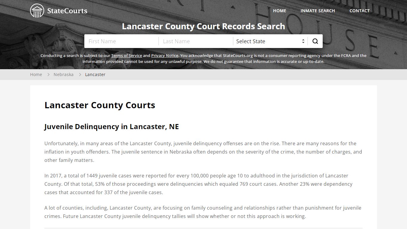 Lancaster County, NE Courts - Records & Cases - StateCourts